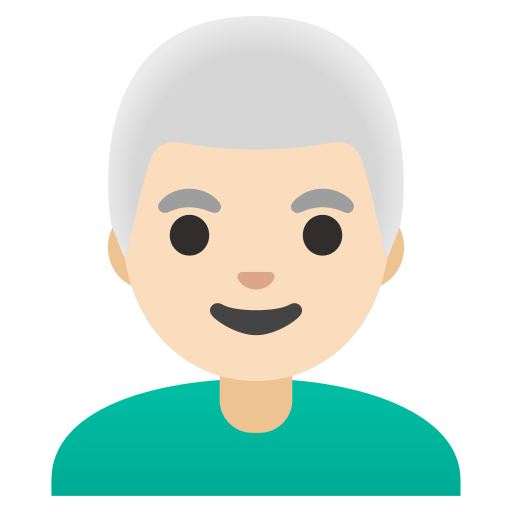 man: light skin tone, white hair — Google