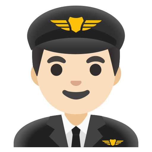 man pilot: light skin tone — Google