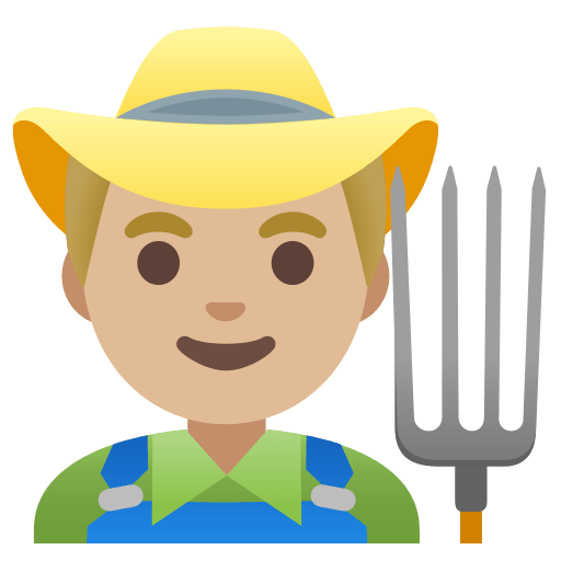 man farmer: medium-light skin tone — Google
