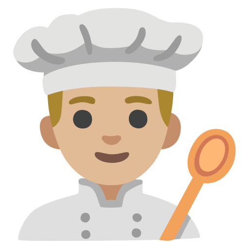 man cook: medium-light skin tone — Google