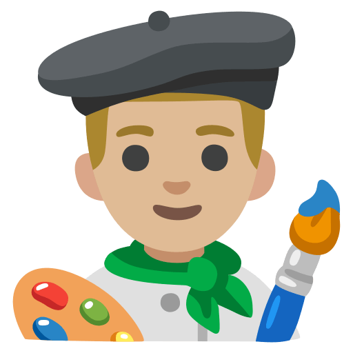 man artist: medium-light skin tone — Google