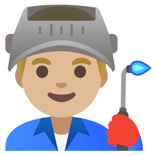 man factory worker: medium-light skin tone — Google
