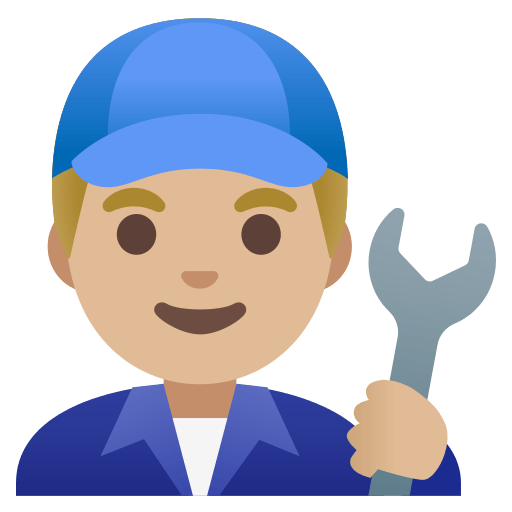 man mechanic: medium-light skin tone — Google