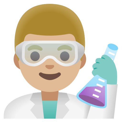 man scientist: medium-light skin tone — Google