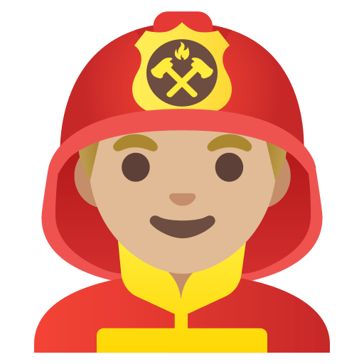 man firefighter: medium-light skin tone — Google