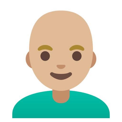 man: medium-light skin tone, bald — Google