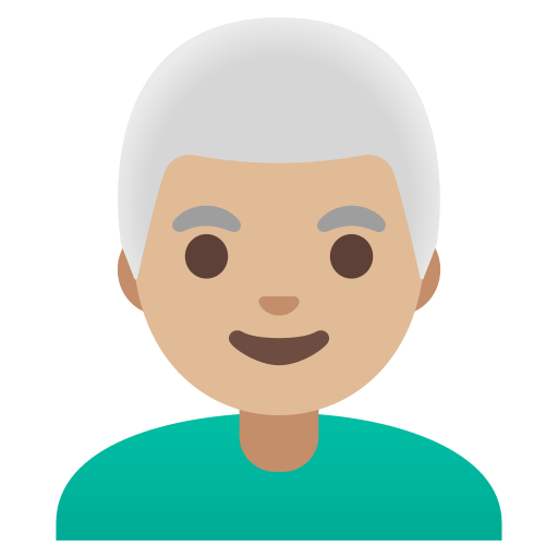 man: medium-light skin tone, white hair — Google