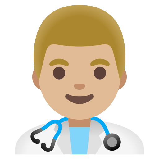 man health worker: medium-light skin tone — Google