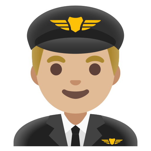 man pilot: medium-light skin tone — Google
