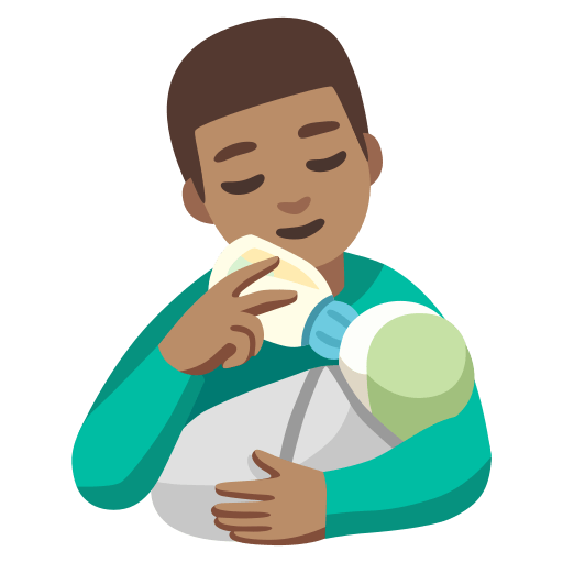 man feeding baby: medium skin tone — Google