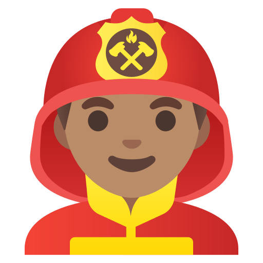 man firefighter: medium skin tone — Google
