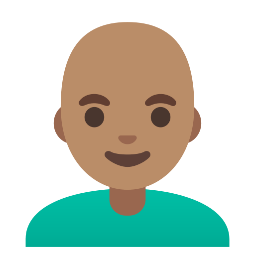 man: medium skin tone, bald — Google