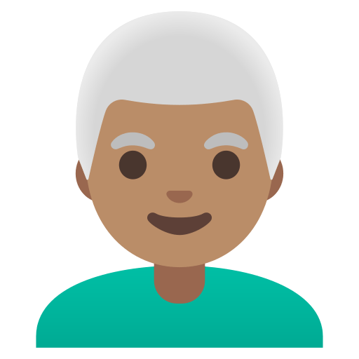 man: medium skin tone, white hair — Google