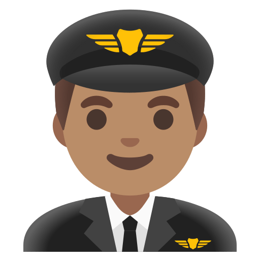 man pilot: medium skin tone — Google