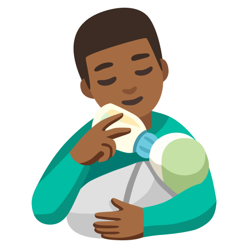man feeding baby: medium-dark skin tone — Google