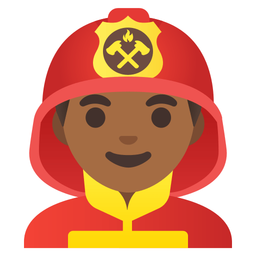 man firefighter: medium-dark skin tone — Google
