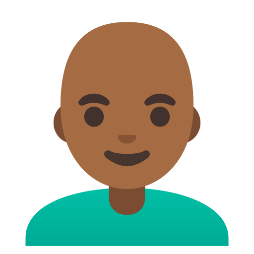 man: medium-dark skin tone, bald — Google