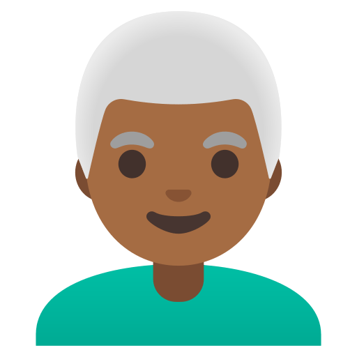 man: medium-dark skin tone, white hair — Google