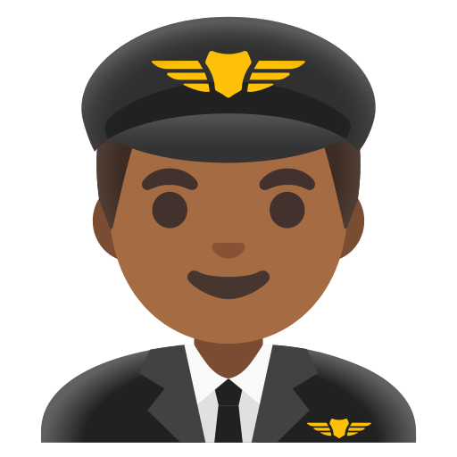 man pilot: medium-dark skin tone — Google