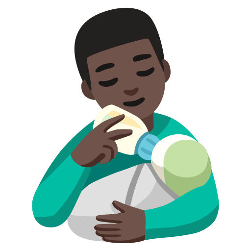 man feeding baby: dark skin tone — Google