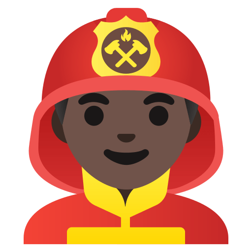man firefighter: dark skin tone — Google
