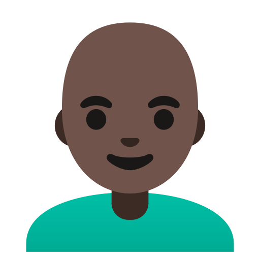 man: dark skin tone, bald — Google