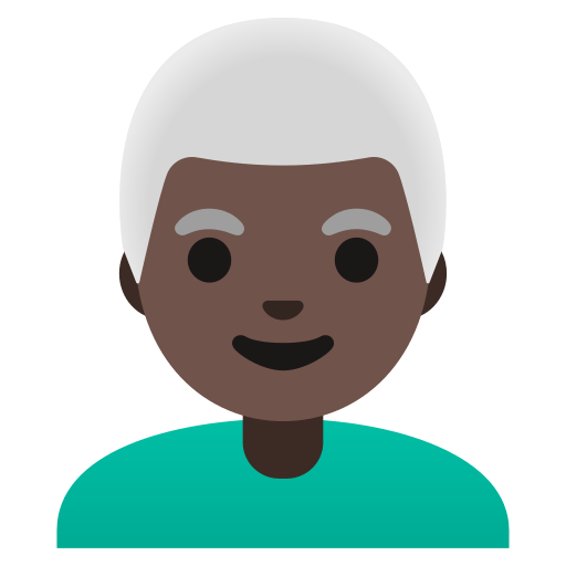 man: dark skin tone, white hair — Google