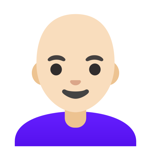 woman: light skin tone, bald — Google