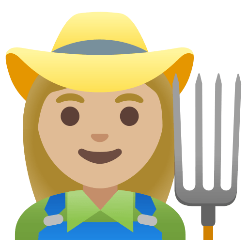 woman farmer: medium-light skin tone — Google