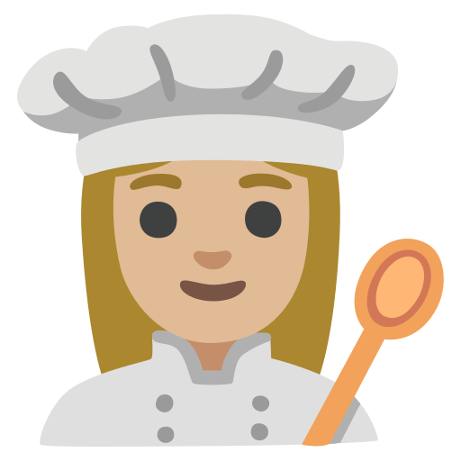 woman cook: medium-light skin tone — Google