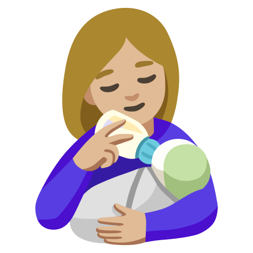 woman feeding baby: medium-light skin tone — Google