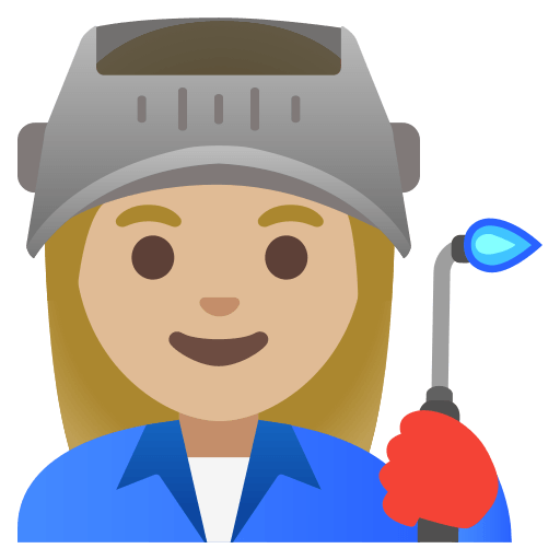 woman factory worker: medium-light skin tone — Google