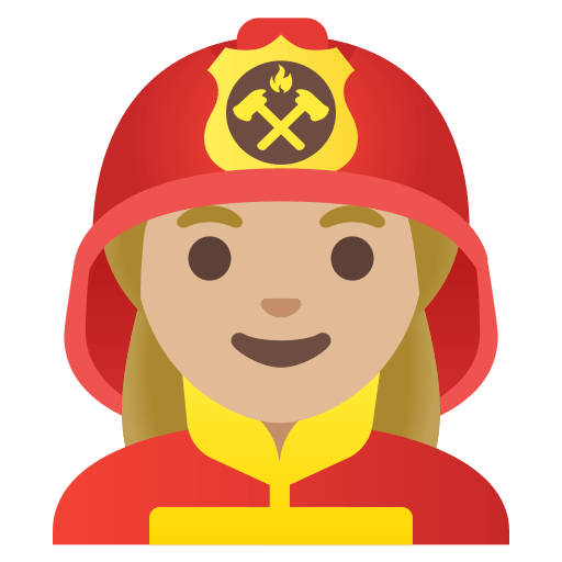 woman firefighter: medium-light skin tone — Google