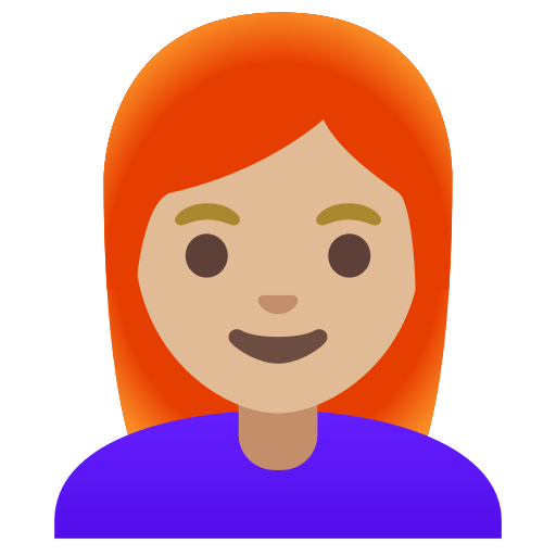 woman: medium-light skin tone, red hair — Google