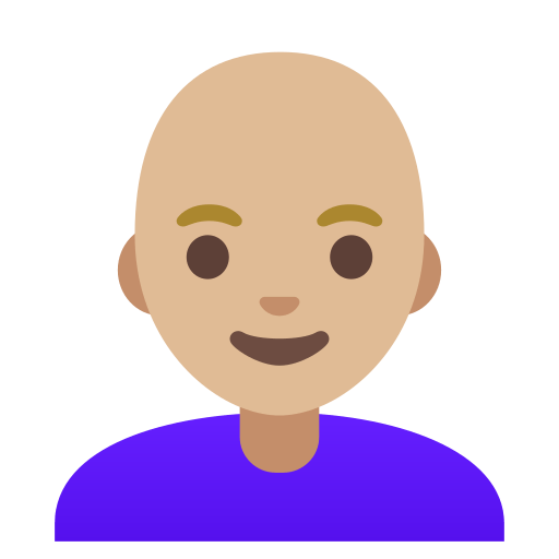 woman: medium-light skin tone, bald — Google