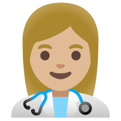 woman health worker: medium-light skin tone — Google