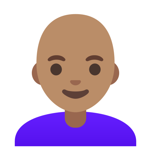 woman: medium skin tone, bald — Google