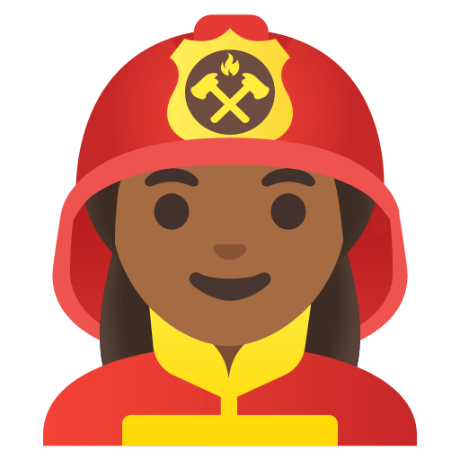woman firefighter: medium-dark skin tone — Google
