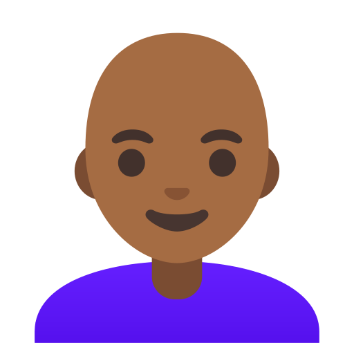 woman: medium-dark skin tone, bald — Google