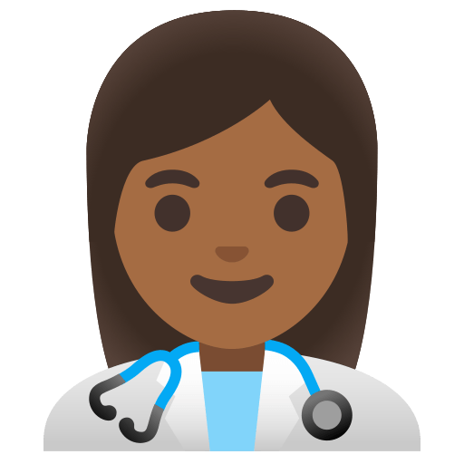 woman health worker: medium-dark skin tone — Google