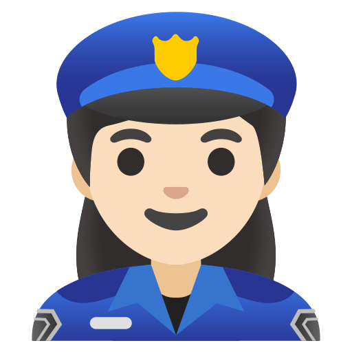 woman police officer: light skin tone — Google