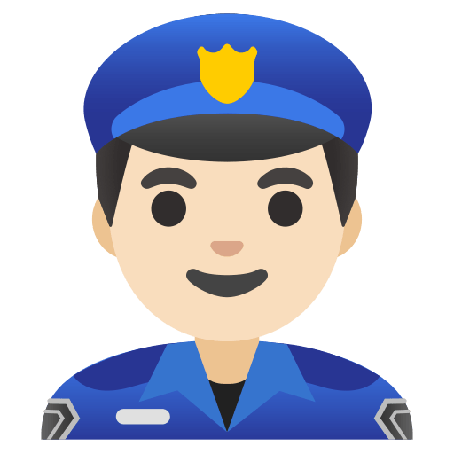 man police officer: light skin tone — Google
