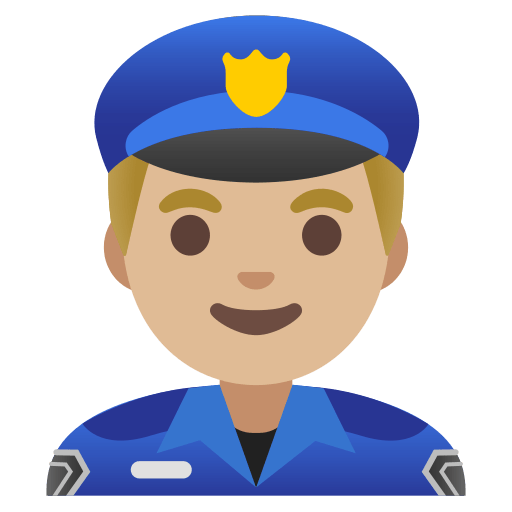 man police officer: medium-light skin tone — Google