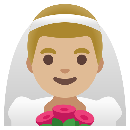 man with veil: medium-light skin tone — Google