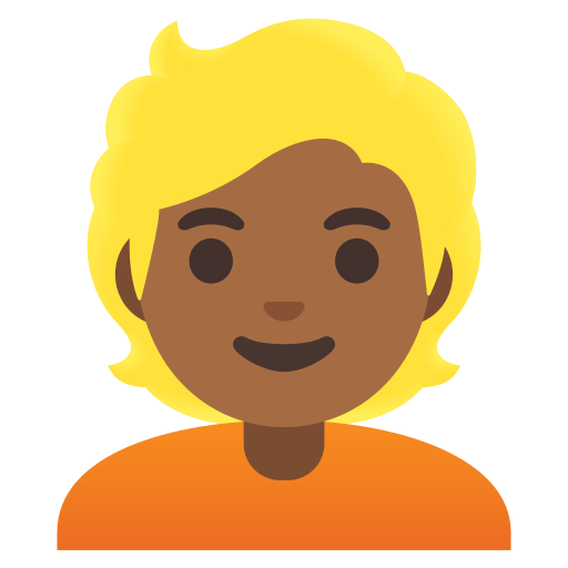 person: medium-dark skin tone, blond hair — Google