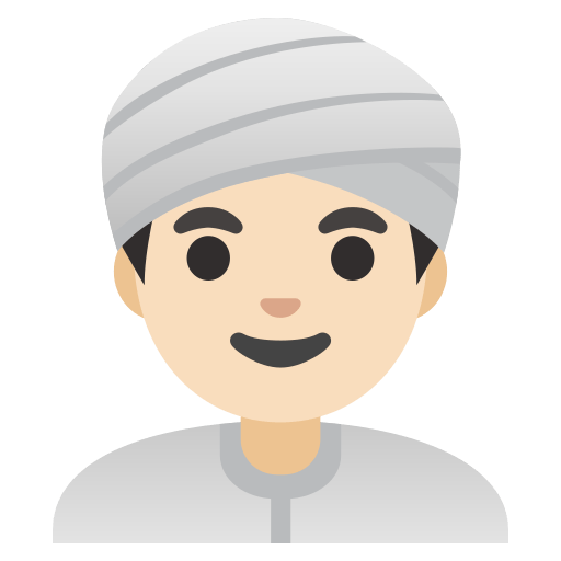 man wearing turban: light skin tone — Google
