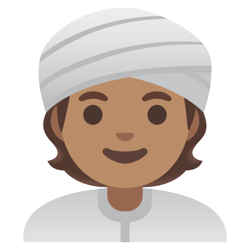 person wearing turban: medium skin tone — Google