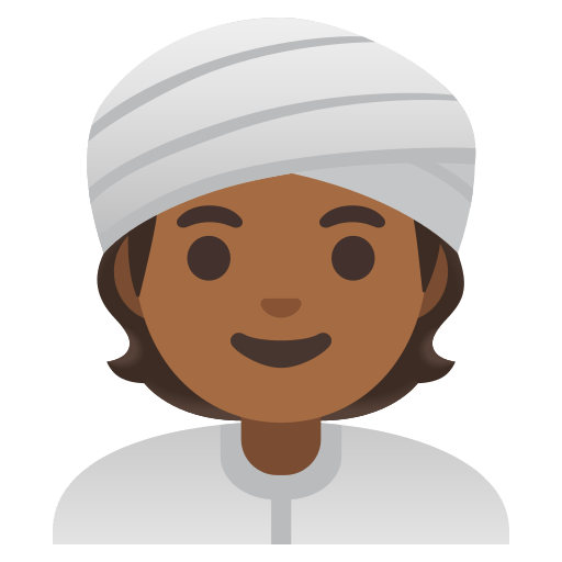 person wearing turban: medium-dark skin tone — Google
