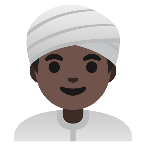 man wearing turban: dark skin tone — Google