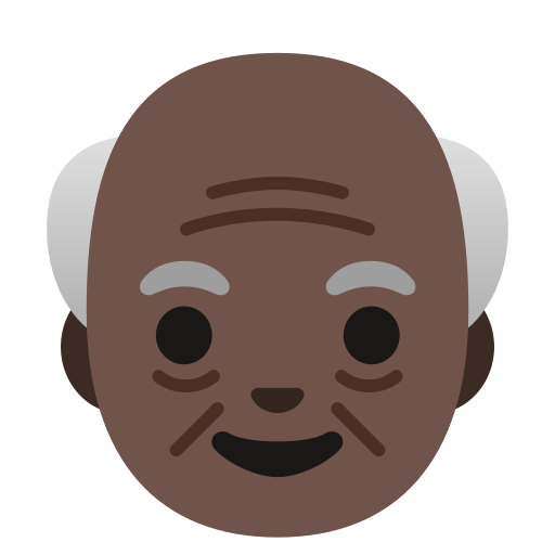 old man: dark skin tone — Google